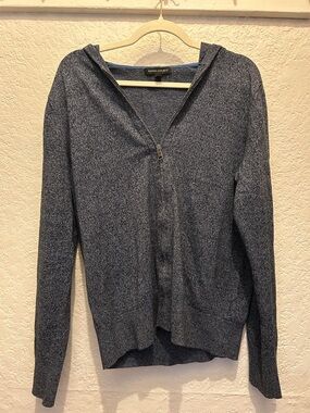 Banana Republic Heathered Navy Zip Hoodie Cardigan